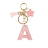 Wholesale Pink 26 letter Sparkling Pink Flower Tassel Keychain