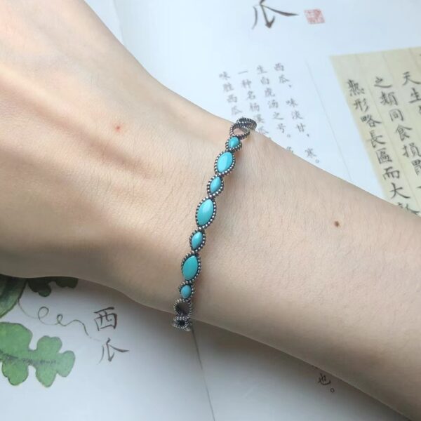 Wholesale Western style circle cross Fried Dough Twists shaped turquoise bracelet