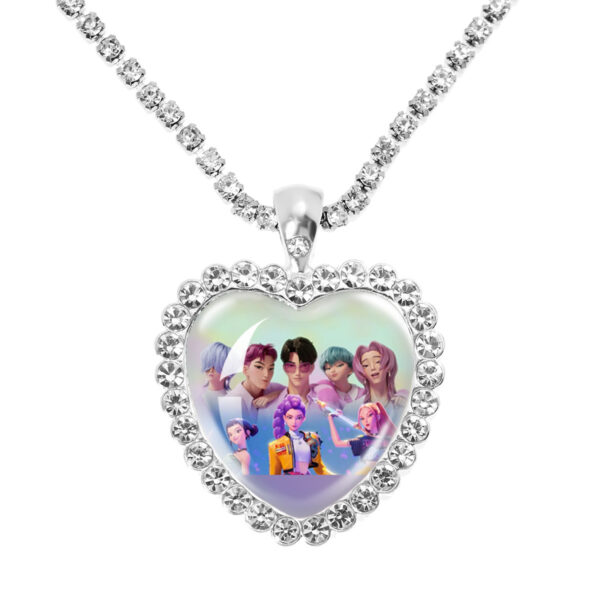 Wholesale Purple Cartoon Girl Time Gem Peach Heart Water Diamond Necklace OLY Exclusive