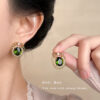 Wholesale Vintage emerald diverse shaped zircon earrings