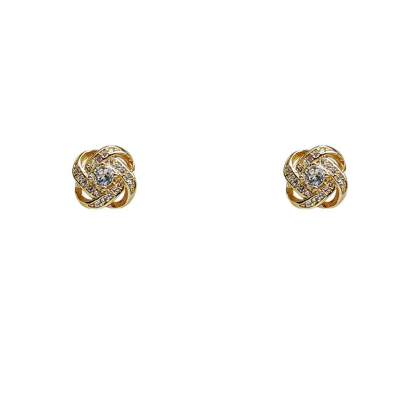 Wholesale Micro inlaid zircon spiral silver needle earrings