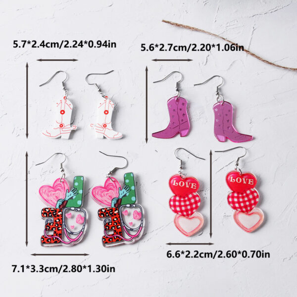 Wholesale Valentine's Day creative pendant colored acrylic earrings