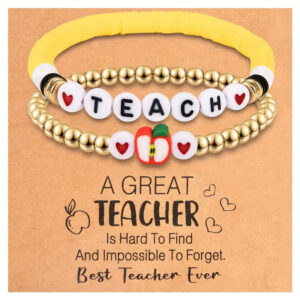 O1CN01twryFc1GbcuAAx1UJ_2219120010641-0-cib Wholesale Teachers' Holiday Apple Letters Colorful Soft Pottery Bracelet
