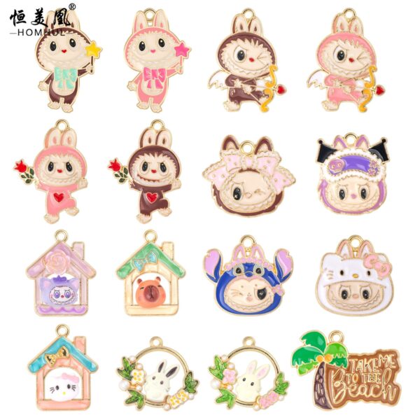 Wholesale Xiaohongshu pular Aessories Alloy Oil ipping Handmade Beaded Pendant Cartoon Jewelry Aessories