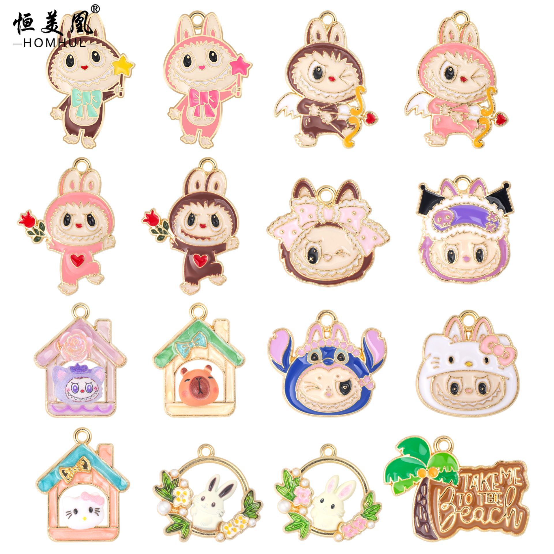 Wholesale Xiaohongshu pular Aessories Alloy Oil ipping Handmade Beaded Pendant Cartoon Jewelry Aessories
