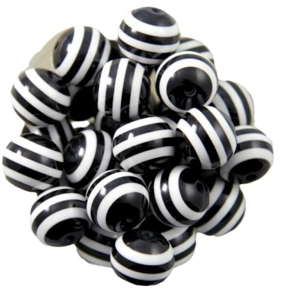 Wholesale 5pcs 20MM Resin Black Striped Beads