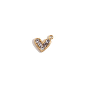 Mini zircon Heart pendant-Gold-white diamond
