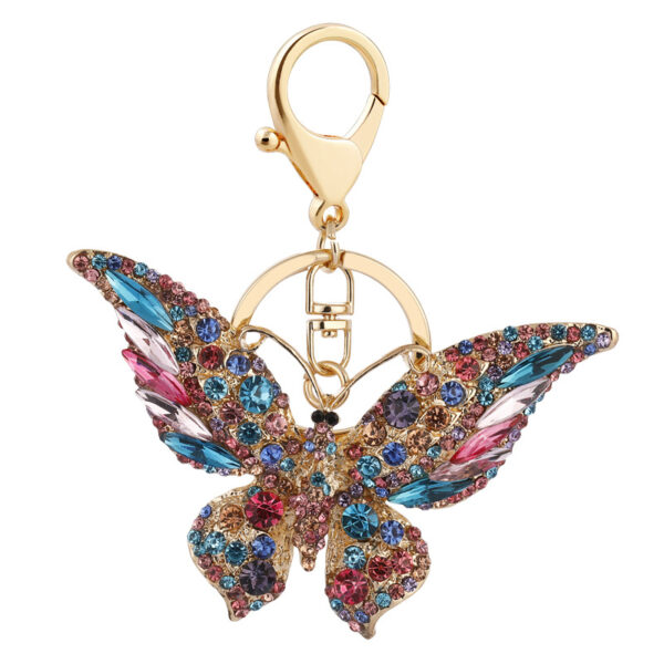 Wholesale Colored crystal rhinestone butterfly animal keychain