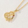 Wholesale Heart-Shaped Colored Diamond Mom Necklace Mother's Day Gift Mom Letter Necklace