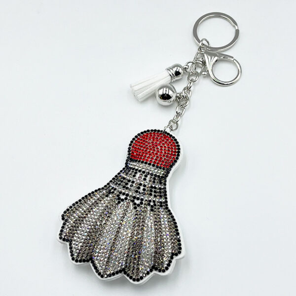 Wholesale fashion tassel bag rhinestone feather badminton keychain