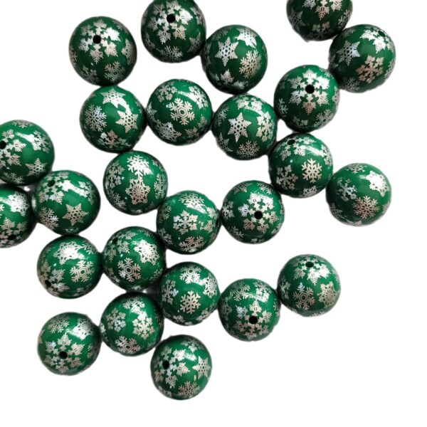 O1CN01uB2A4q1QErIN156nM_2201245431945-0-cib Wholesale 5pcs 20mm Acrylic Christmas Dark Green Snowflake Print Beads