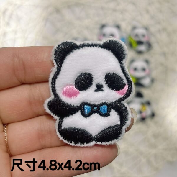 Wholesale Self-Paste Plush Cartoon Panda Embroidered Cloth Sticker DIY Accessories