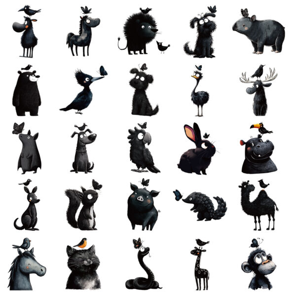 O1CN01uCcmFT2MNKTcAL3dZ_2217594429815-0-cib Wholesale 5pcs 56 Black Animal Cartoon Stickers Creative Stickers