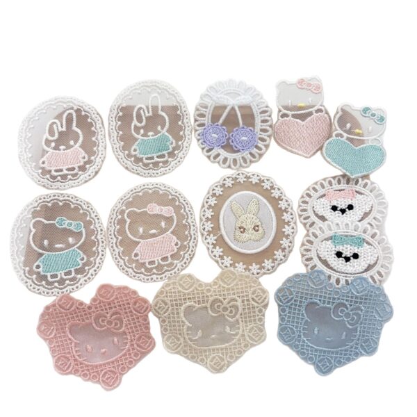 Wholesale Cartoon Cat Animal Colorful Lace Embroidery DIY Patches