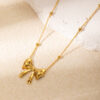 Wholesale titanium steel necklace gold luxury creative bow necklace