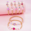 Wholesale Letter Elastic Beaded Colorfulful Masonry Heart Bracelet