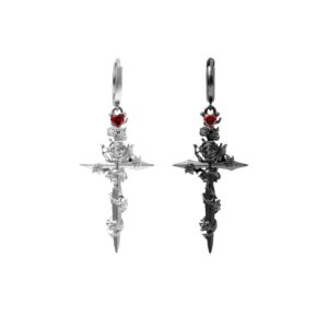 Wholesale Dark Rose Cross Zircon Earrings Accessible Luxury High-End Niche Design Retro Non-Fading Earrings for Women