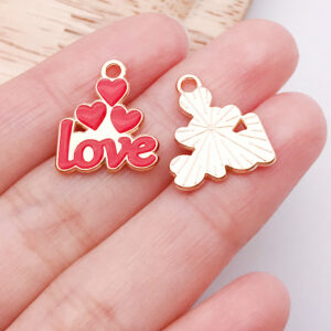1 pink dripping love letter love17x15x1mm-1.25g-25198