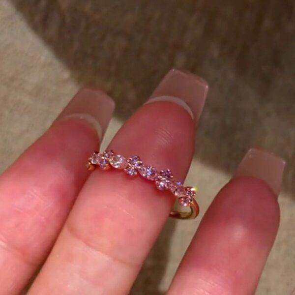Wholesale Rose Gold Pink Diamond Ring Sparkling Diamond n Index Finger Ring