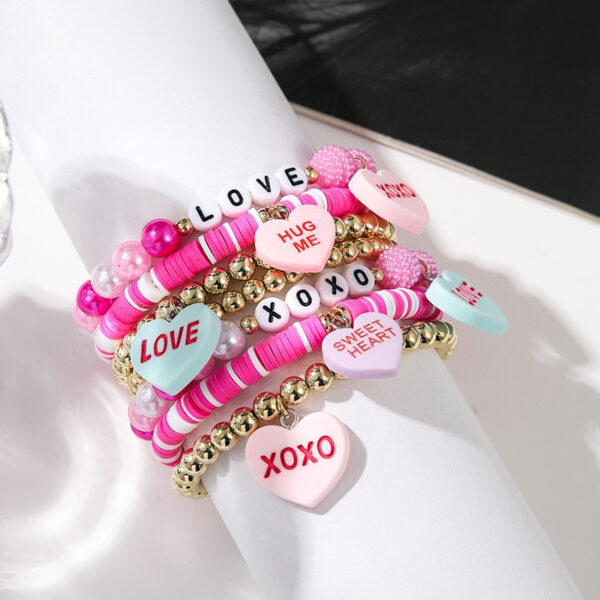 O1CN01uHxpGP1GbcuB3Dbgx_2219120010641-0-cib Wholesale Valentine's Day Love Tab Soft Pottery Letter Beaded Pink Bracelet