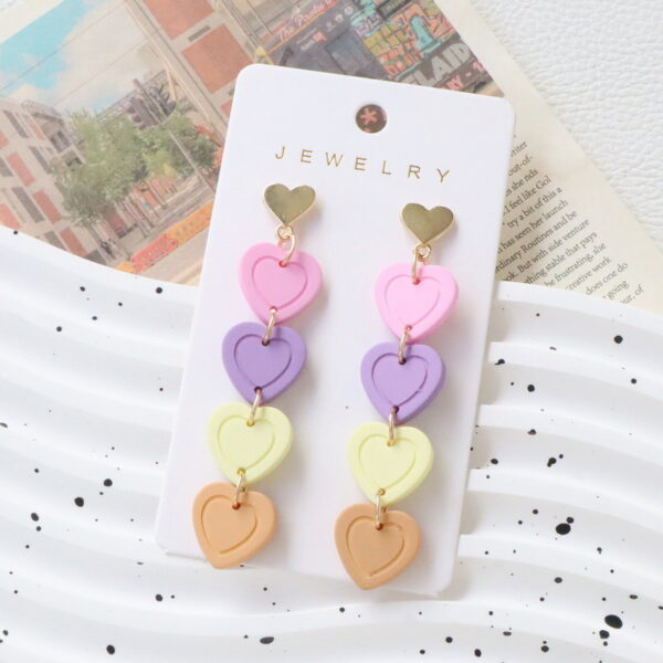 Wholesale Valentine's Day Long Heart Earrings, Colorful Acrylic Earrings