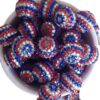 Wholesale 5PCS 20MM National Day Stripe Rhinestone Resin Beads Bubblegum Beads