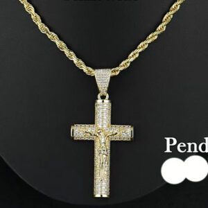 Diamond-encrusted melon seed buckle cross + twist chain 6mm