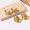 Wholesale Stainless steel diamond-studded earrings for women, gold-colored