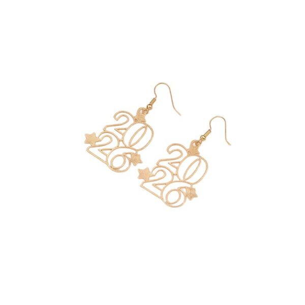Wholesale Gold openwork number 2026 earrings