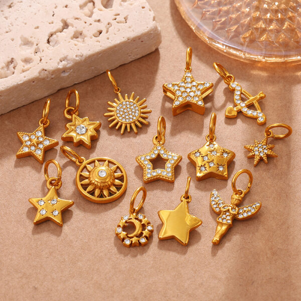 Wholesale Star Moon Angel Diamond Set Necklace Pendant Accessories