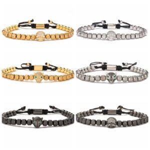 Wholesale Leopard Head Pineapple Bead Bead Adjustable Bracelet