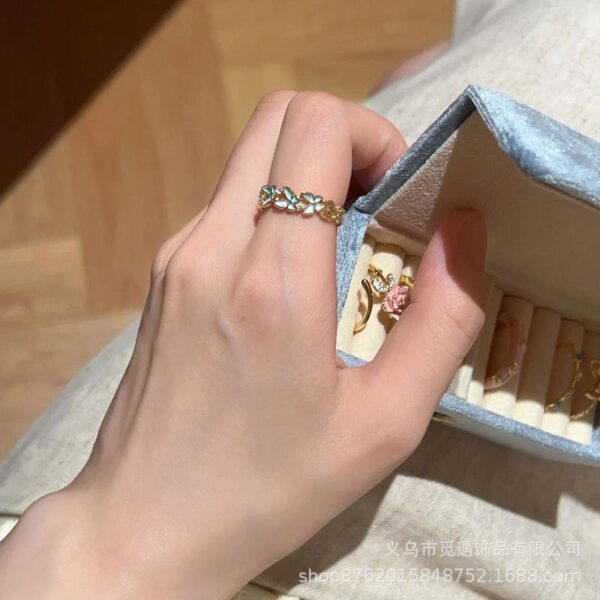 Wholesale Sweet Butterfly Flower Series Stacked Ring