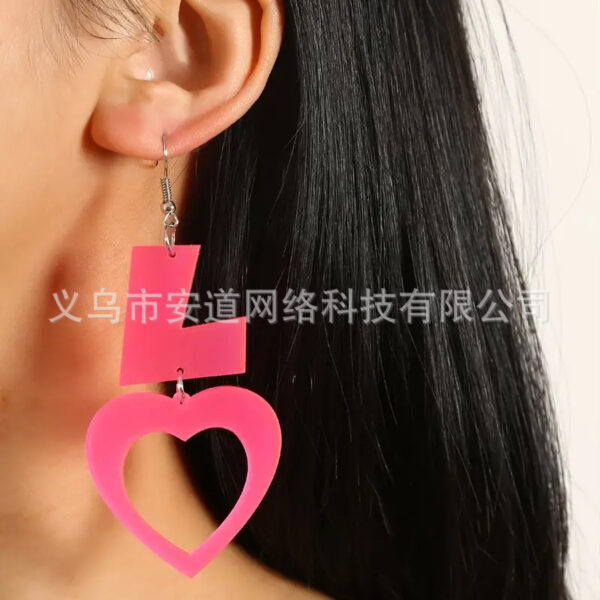 Wholesale Love Letter Acrylic Asymmetric Pink Heart Earrings Exquisite Heart-Shaped