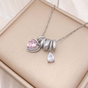 Xl4319 love water drop combination necklace silver