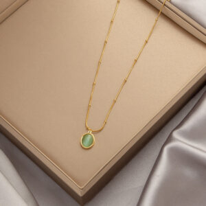 Pale Green Cat's Eye Necklace
