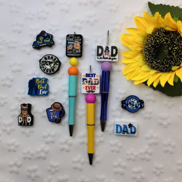 Wholesale New Cartoon Creative Father's Day Series Silicone Beads  10pcs/pack