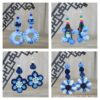Wholesale Ethnic Style Dali Tie-Dye Style Blue-Dyed Fabric Handmade Earrings