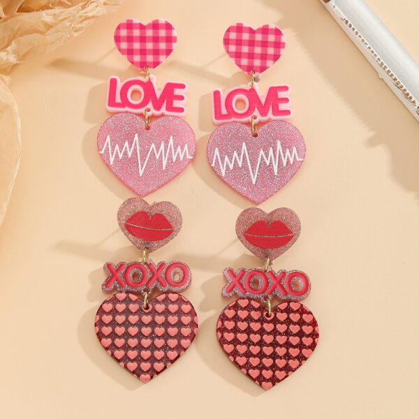 Wholesale Valentine's Day Love Sparkling Acrylic Earrings