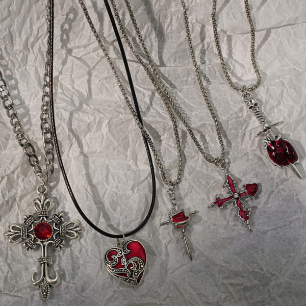 Wholesale Punk retro inlaid zircon cross pendant necklace