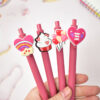 Wholesale Pink Heart Pen Pvc Soft Glue Push-Type Ballpoint Pen DIY Patch Pen Student Stationery