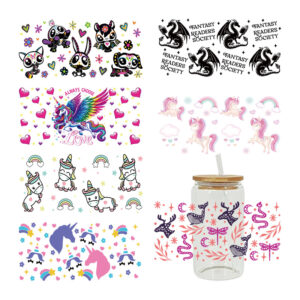 Wholesale Colorful Cartoon Little Pony 16oz Cup UV DTF Wraps