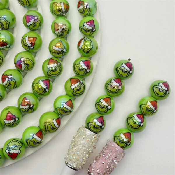 O1CN01uaWWt21HgUmsyD086_2216860830787-0-cib Wholesale Acrylic Printed Cartoon Round Beads Beaded Aessories Mobile Phone Key Chain Handmade DIY Loose Beads