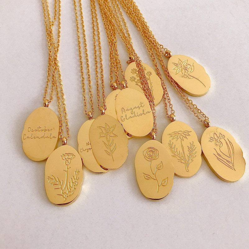 Wholesale Stainless Steel December Flower Irregular Pendant Necklace