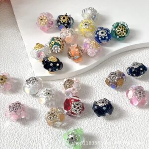 Wholesale Multiple styles of Nepalese beads with inlaid rhinestones, heavy-duty and light luxury handmade beading DIY materials, loose beads, and accessories.