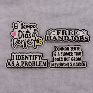 O1CN01ue1Rxd20Q9IZrZFvl_2215389716843-0-cib Wholesale 5pcs Simple Love English Black and White Quotations Embroidery Cloth Sticker Patch