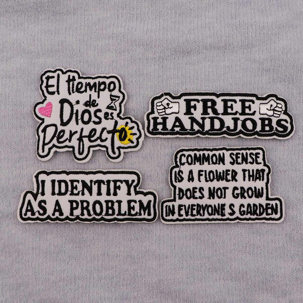 Wholesale Simple Love English Black and White Quotations Embroidery Cloth Sticker Patch