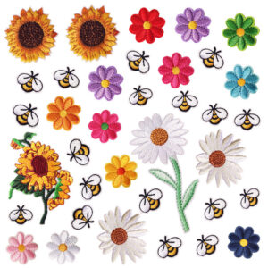 Wholesale Cute bee and sunflower embroidery