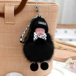 Black / Real fox fur 8cm hair balls
