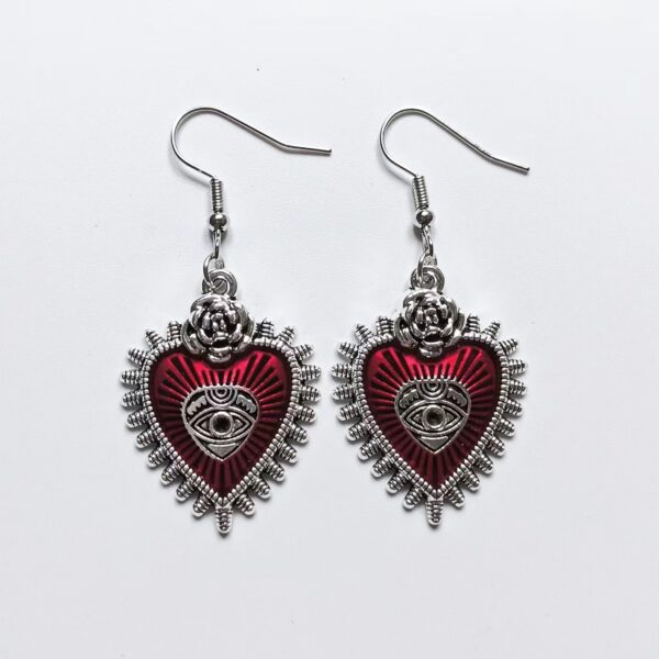 Wholesale jewelry dark gothic punk wind Wild Rose heart-shaped Blood Eye dripping bat earrings