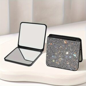 Wholesale Diamond makeup flip double-sided folding mirror